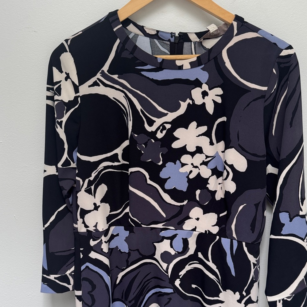 LOFT Navy and Cream Floral Dress